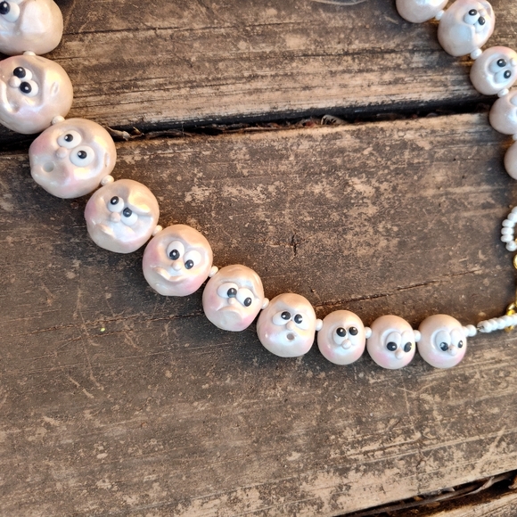 🌊🐚Pearl🐬Funny 🐚Face 🐚Necklace - Picture 8 of 14